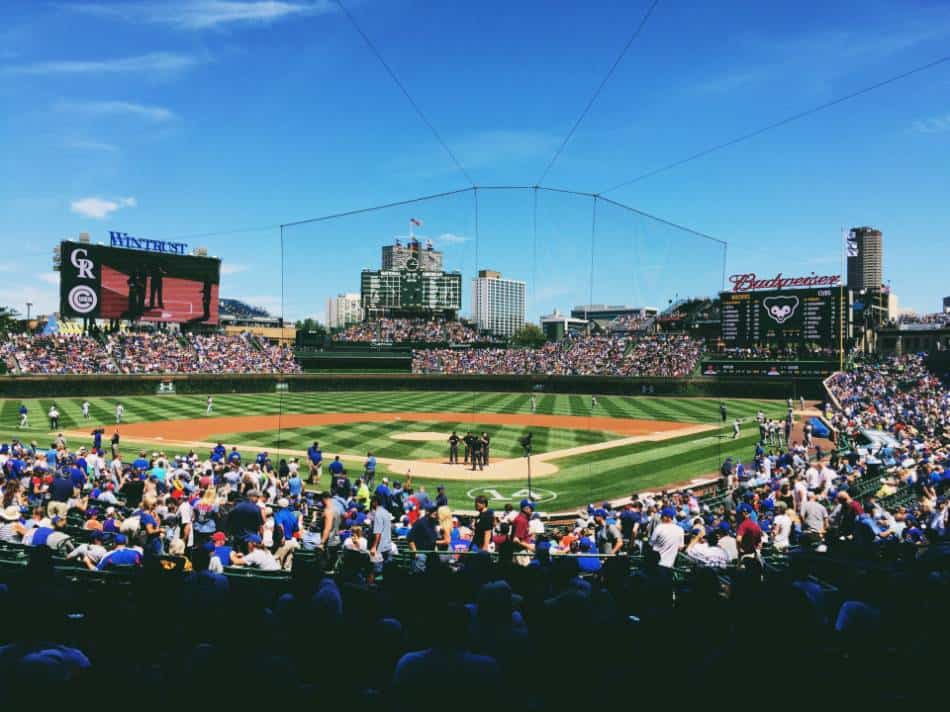 A view from Wrigley Field from behind homeplate.