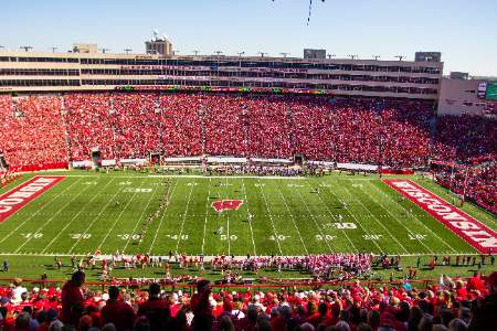 Aerial view of Wisconsin's football field.